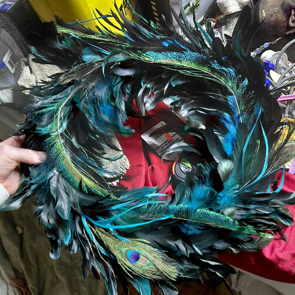 Ashland Peacock Feather Holiday Wreath - Black and Teal